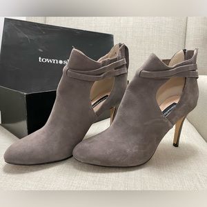 Grey Suede Booties Town Shoes